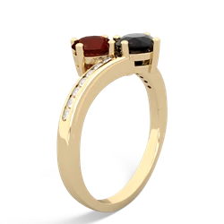 Garnet Channel Set Two Stone 14K Yellow Gold ring R5303