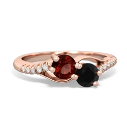 Garnet Infinity Pave Two Stone 14K Rose Gold ring R5285