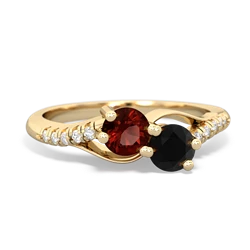 Garnet Infinity Pave Two Stone 14K Yellow Gold ring R5285