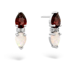 Garnet Bowtie Drop 14K White Gold earrings E0865