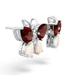 Garnet Butterfly 14K White Gold earrings E2215