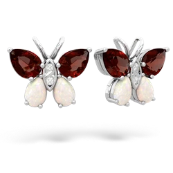 Garnet Butterfly 14K White Gold earrings E2215