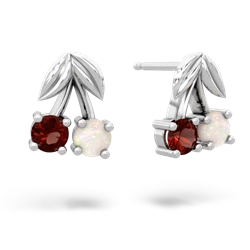 Garnet Sweet Cherries 14K White Gold earrings E7001