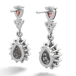 Garnet Halo Pear Dangle 14K White Gold earrings E1882