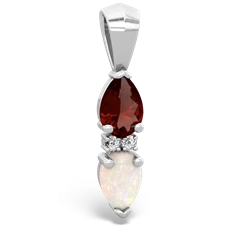 Garnet Bowtie Drop 14K White Gold pendant P0865