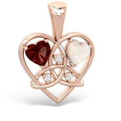 Garnet Celtic Trinity Heart 14K Rose Gold pendant P5331