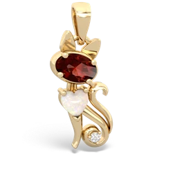 Garnet Kitten 14K Yellow Gold pendant P5780