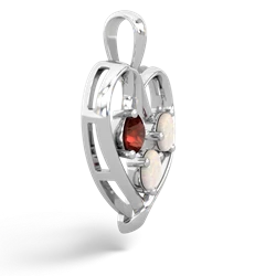 Garnet Glowing Heart 14K White Gold pendant P2233