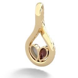 Garnet Pave Twist 'One Heart' 14K Yellow Gold pendant P5360