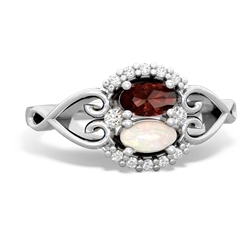 Garnet Love Nest 14K White Gold ring R5860