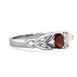 Garnet Celtic Knot Double Heart 14K White Gold ring R5040