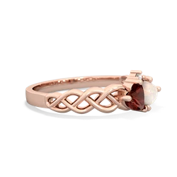 Garnet Heart To Heart Braid 14K Rose Gold ring R5870