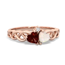 Garnet Heart To Heart Braid 14K Rose Gold ring R5870