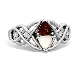 Garnet Keepsake Celtic Knot 14K White Gold ring R5300