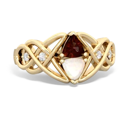 Garnet Keepsake Celtic Knot 14K Yellow Gold ring R5300