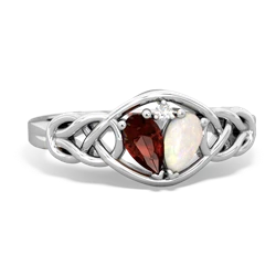 Garnet Celtic Love Knot 14K White Gold ring R5420