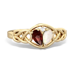 Garnet Celtic Love Knot 14K Yellow Gold ring R5420