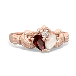 Garnet 'Our Heart' Claddagh 14K Rose Gold ring R2388