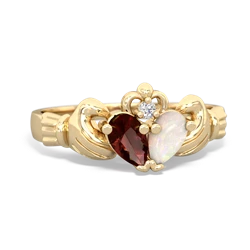 Garnet 'Our Heart' Claddagh 14K Yellow Gold ring R2388