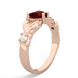 Garnet Claddagh Keepsake 14K Rose Gold ring R5245