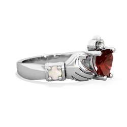 Garnet Claddagh Keepsake 14K White Gold ring R5245