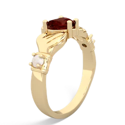 Garnet Claddagh Keepsake 14K Yellow Gold ring R5245