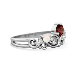 Garnet Crown Keepsake 14K White Gold ring R5740