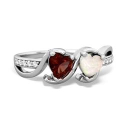 Garnet Side By Side 14K White Gold ring R3090