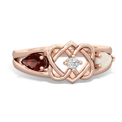 Garnet Hearts Intertwined 14K Rose Gold ring R5880