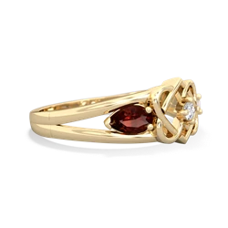 Garnet Hearts Intertwined 14K Yellow Gold ring R5880