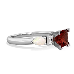 Garnet 6Mm Princess Eternal Embrace Engagement 14K White Gold ring C2002