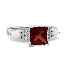 Garnet 6Mm Princess Eternal Embrace Engagement 14K White Gold ring C2002