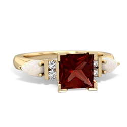 Garnet 6Mm Princess Eternal Embrace Engagement 14K Yellow Gold ring C2002