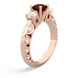 Garnet Art Deco Eternal Embrace Engagement 14K Rose Gold ring C2003