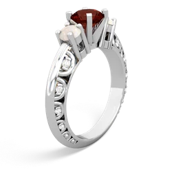 Garnet Art Deco Eternal Embrace Engagement 14K White Gold ring C2003