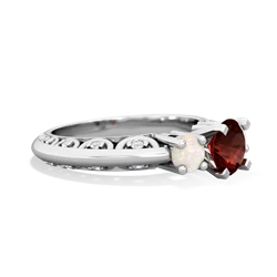 Garnet Art Deco Eternal Embrace Engagement 14K White Gold ring C2003