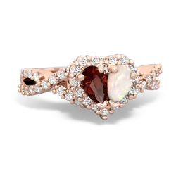 Garnet Diamond Twist 'One Heart' 14K Rose Gold ring R2640HRT