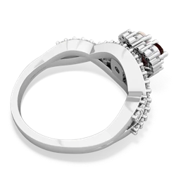 Garnet Diamond Twist 'One Heart' 14K White Gold ring R2640HRT