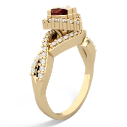 Garnet Diamond Twist 'One Heart' 14K Yellow Gold ring R2640HRT