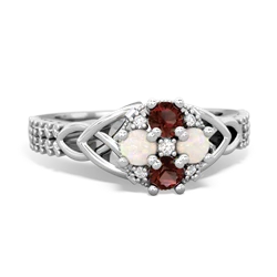 Garnet Celtic Knot Cluster Engagement 14K White Gold ring R26443RD