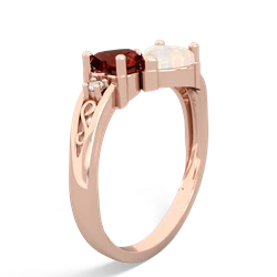 Garnet Snuggling Hearts 14K Rose Gold ring R2178