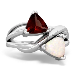 Garnet Split Band Swirl 14K White Gold ring R2341