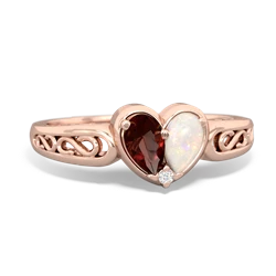 Garnet Filligree 'One Heart' 14K Rose Gold ring R5070