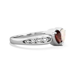 Garnet Filligree 'One Heart' 14K White Gold ring R5070