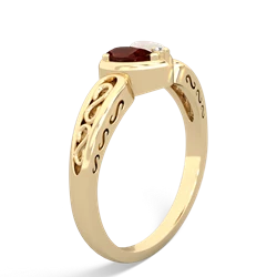 Garnet Filligree 'One Heart' 14K Yellow Gold ring R5070