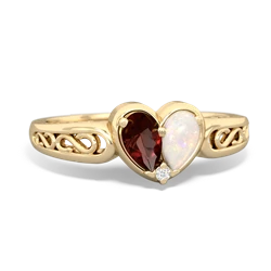 Garnet Filligree 'One Heart' 14K Yellow Gold ring R5070