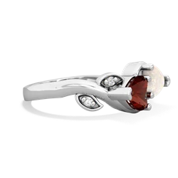 Garnet Floral Elegance 14K White Gold ring R5790
