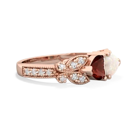 Garnet Diamond Butterflies 14K Rose Gold ring R5601