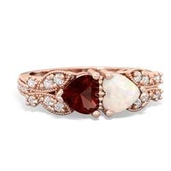 Garnet Diamond Butterflies 14K Rose Gold ring R5601