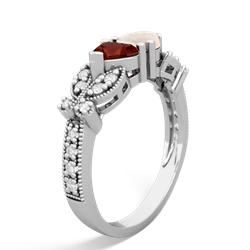 Garnet Diamond Butterflies 14K White Gold ring R5601